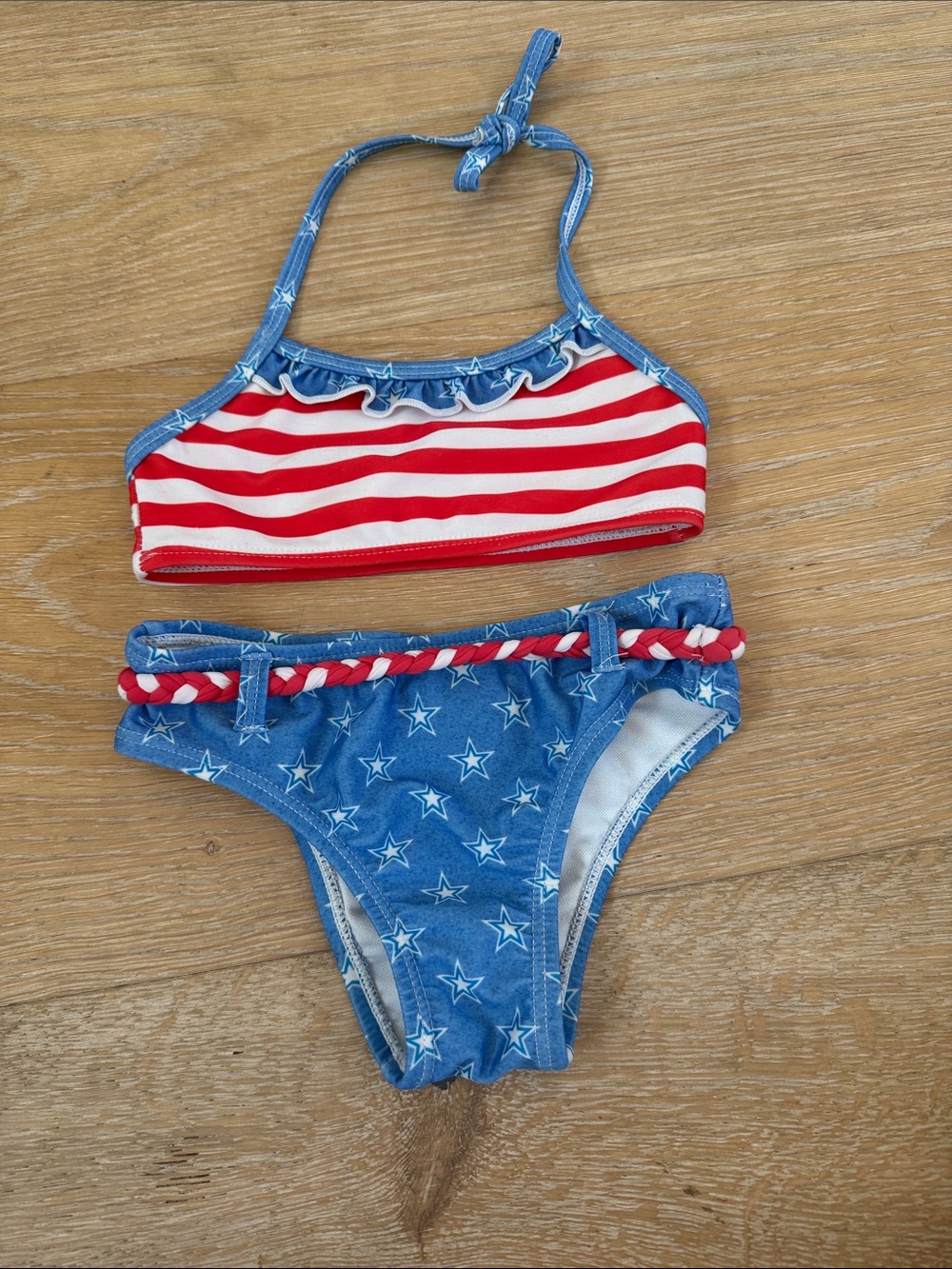Girls Two-Piece Star & Stripe Bikini - Red, White & Blue Size 4